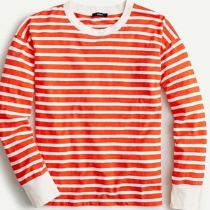 Jcrew Long-sleeve striped ringer T-shirt Size Large SUNSET IVORY AMBER STRIPE